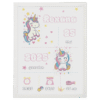 Affiche naissance personnalisée licorne rose et violette cadre blanc décoration chambre fille