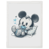 Affiche décorative Mickey bébé avec tétine style croquis bleu cadre blanc
