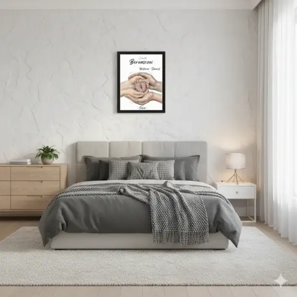 FamilleNoir_Chambre Tableau naissance personnalisé famille main et pied